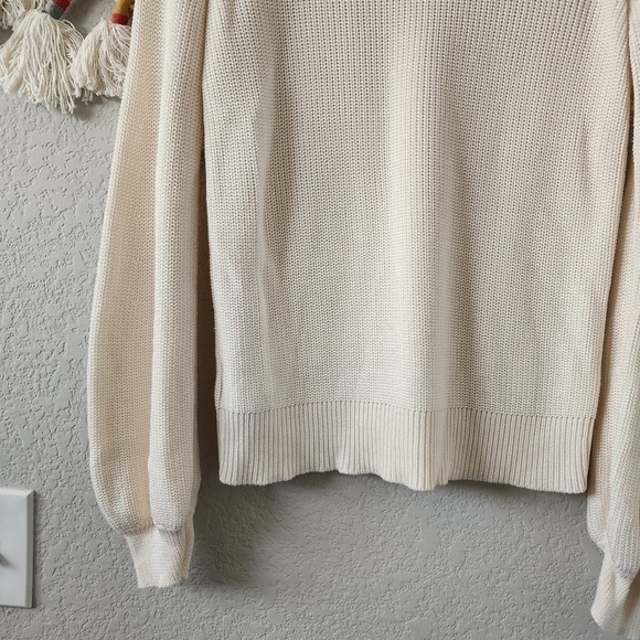 Lauren Ralph Lauren Open Knit Drop Shoulder Ivory Lace Up Sweater Neutral Cozy L - Picture 10 of 12